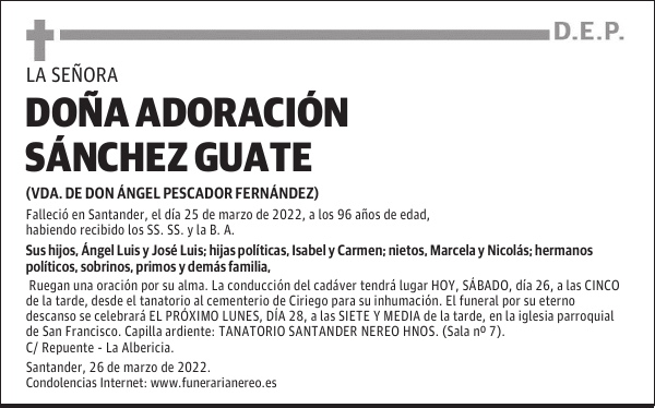 DOÑA ADORACIÓN SÁNCHEZ GUATE