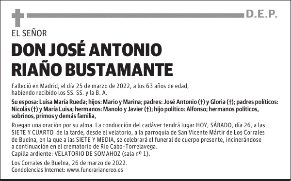 DON JOSÉ ANTONIO RIAÑO BUSTAMANTE