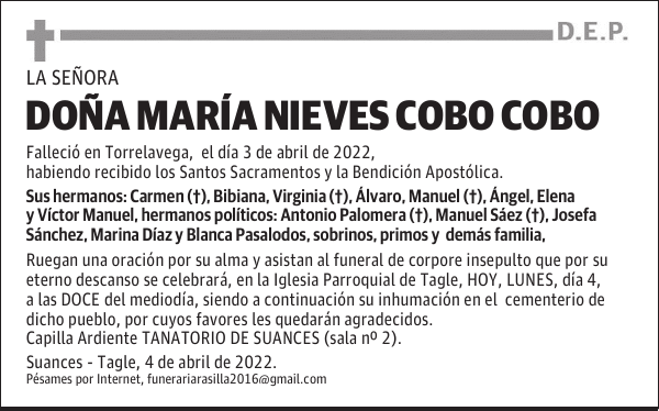 Doña María Nieves Cobo Cobo