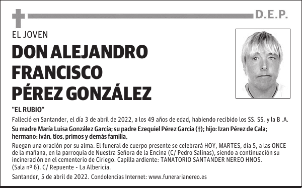 DON ALEJANDRO FRANCISCO PÉREZ GONZÁLEZ