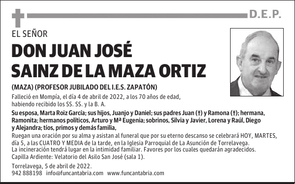 DON JUAN JOSÉ SAINZ DE LA MAZA ORTIZ