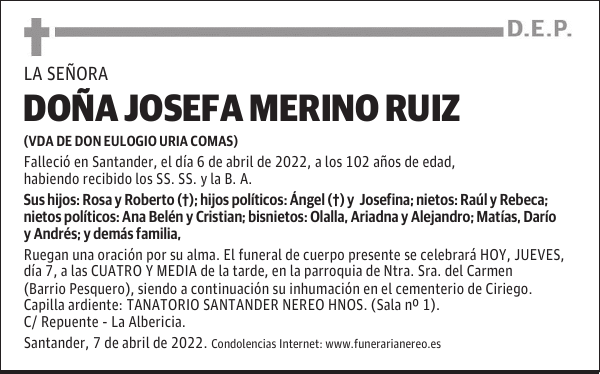 DOÑA JOSEFA MERINO RUIZ