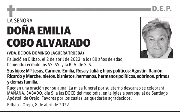 DOÑA EMILIA COBO ALVARADO