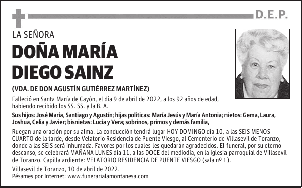 DOÑA MARÍA DIEGO SAINZ