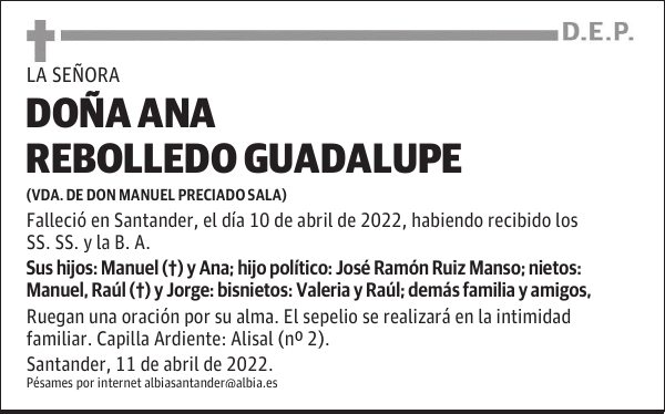 DOÑA ANA REBOLLEDO GUADALUPE