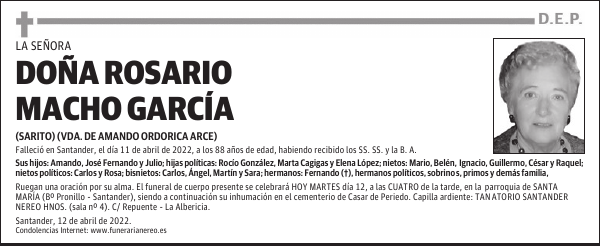 DOÑA ROSARIO MACHO GARCÍA