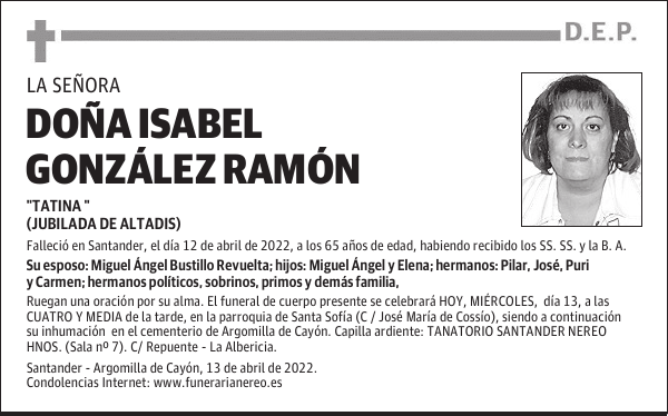 DOÑA ISABEL GONZÁLEZ RAMÓN