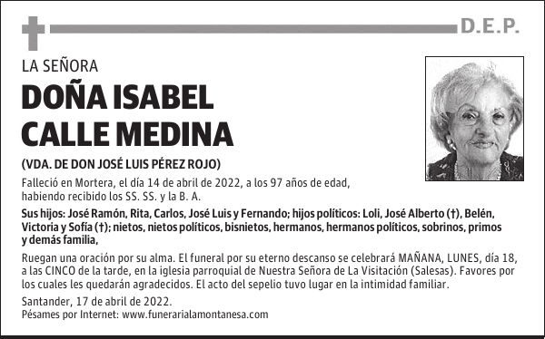 DOÑA ISABEL CALLE MEDINA