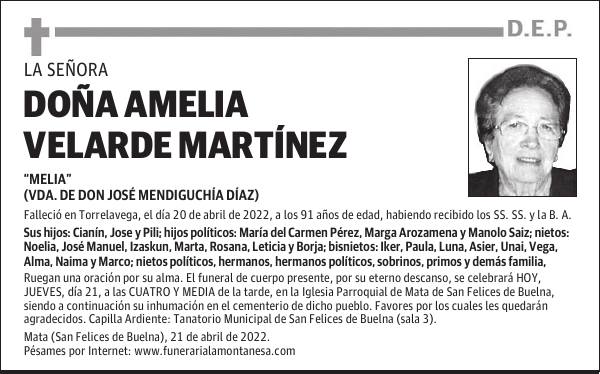 DOÑA AMELIA VELARDE MARTÍNEZ