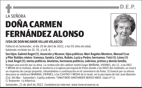 DOÑA CARMEN FERNÁNDEZ ALONSO