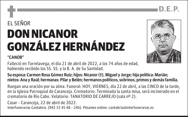D. NICANOR GONZÁLEZ HERNÁNDEZ
