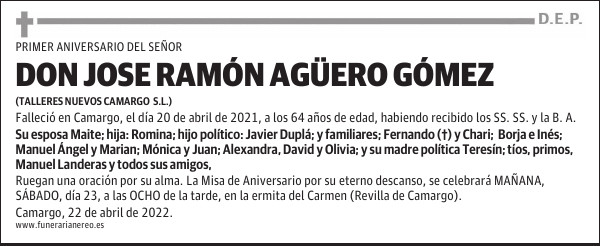 DON JOSE RAMÓN AGÜERO GÓMEZ