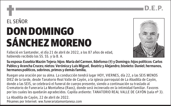 DON DOMINGO SÁNCHEZ MORENO