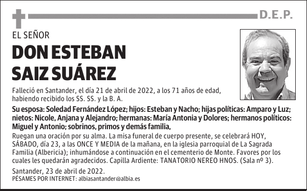 DON ESTEBAN SAIZ SUÁREZ