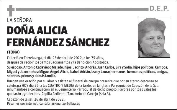DOÑA ALICIA FERNÁNDEZ SÁNCHEZ