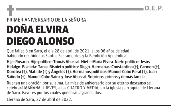 DOÑA ELVIRA DIEGO ALONSO