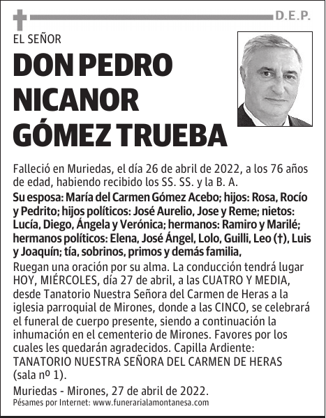 DON PEDRO NICANOR GÓMEZ TRUEBA