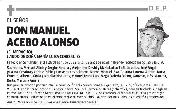 DON MANUEL ACEBO ALONSO