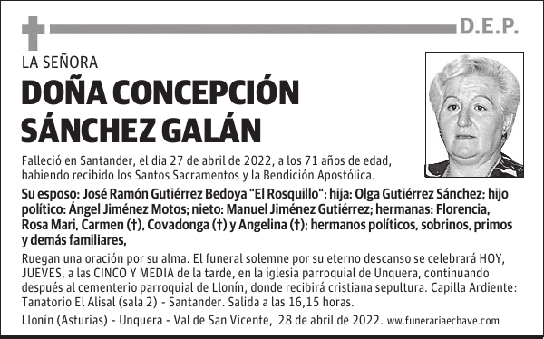 DOÑA CONCEPCIÓN SÁNCHEZ GALÁN