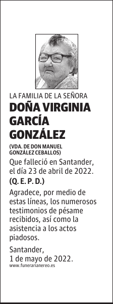 DOÑA VIRGINIA GARCÍA GONZÁLEZ
