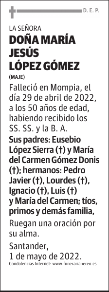 DOÑA MARÍA JESÚS LÓPEZ GÓMEZ