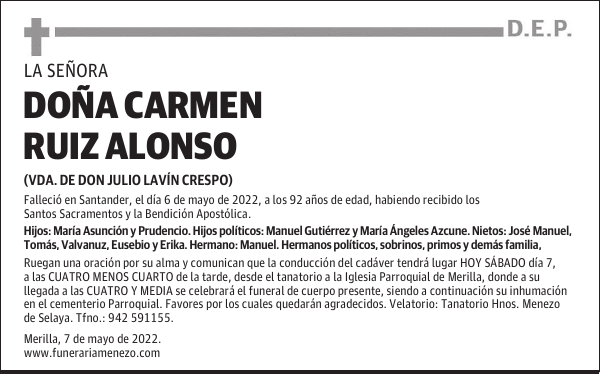 DOÑA CARMEN RUIZ ALONSO