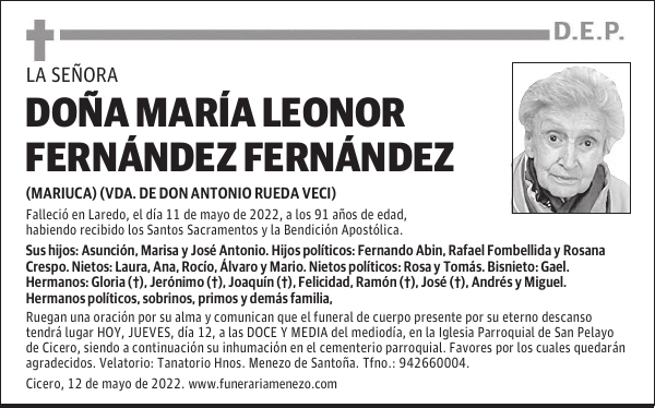 Doña Mª Leonor Fernández Fernández