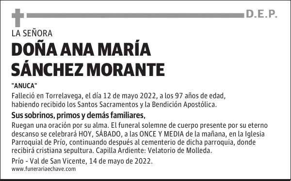 DOÑA. ANA MARÍA SÁNCHEZ MORANTE