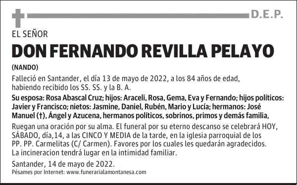 DON FERNANDO REVILLA PELAYO
