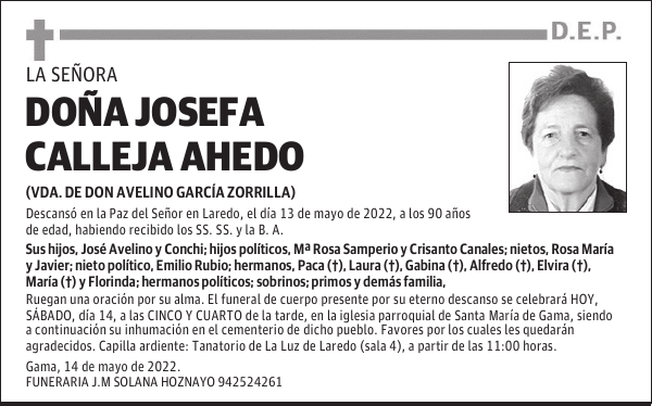 DOÑA JOSEFA CALLEJA AHEDO