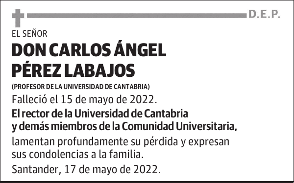 DON CARLOS ÁNGEL PÉREZ LABAJOS