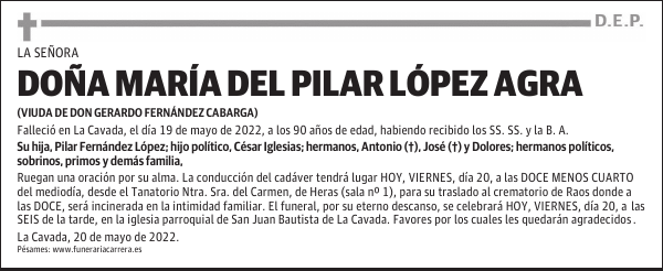 DOÑA MARÍA DEL PILAR LÓPEZ AGRA