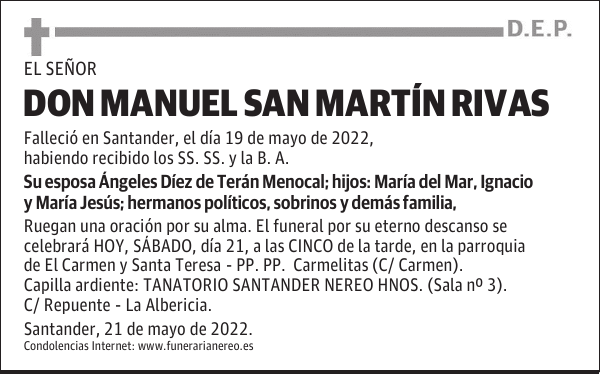 DON MANUEL SAN MARTÍN RIVAS