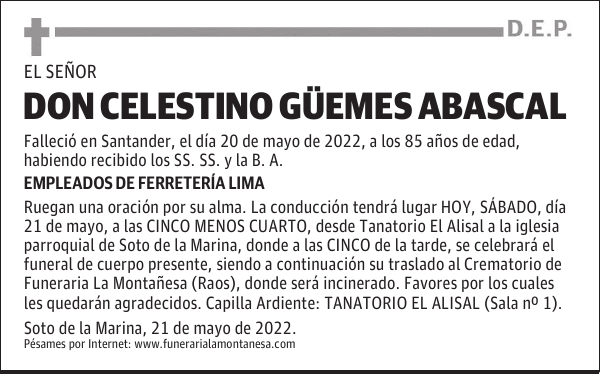 DON CELESTINO GÜEMES ABASCAL