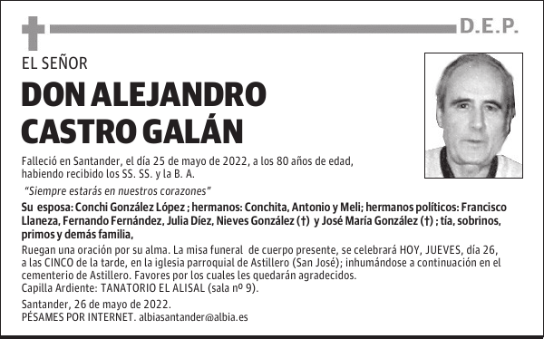 DON ALEJANDRO CASTRO GALÁN