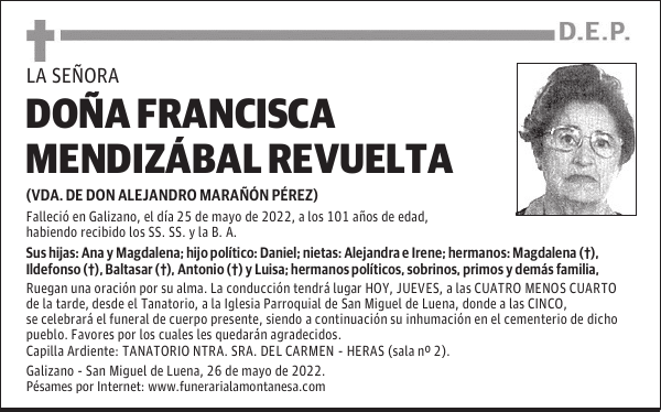 DOÑA FRANCISCA MENDIZÁBAL REVUELTA
