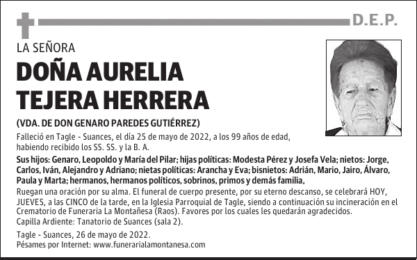 DOÑA AURELIA TEJERA HERRERA