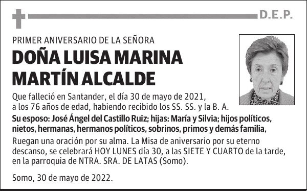 DOÑA LUISA MARINA MARTÍN ALCALDE