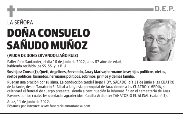 DOÑA CONSUELO SAÑUDO MUÑOZ