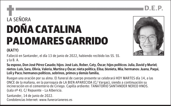 DOÑA CATALINA PALOMARES GARRIDO