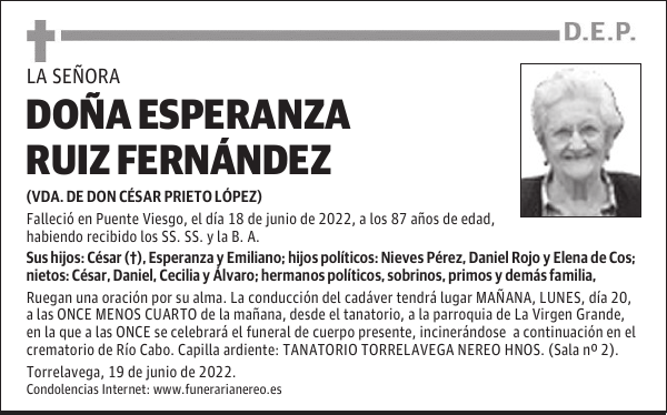 DOÑA ESPERANZA RUIZ FERNÁNDEZ