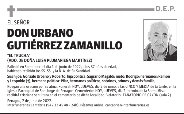 D. URBANO GUTIÉRREZ ZAMANILLO