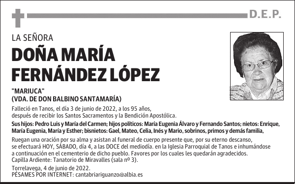 DOÑA MARÍA FERNÁNDEZ LÓPEZ