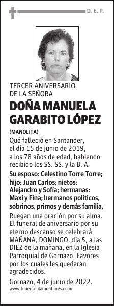 DOÑA MANUELA GARABITO LÓPEZ