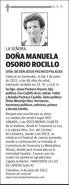 DOÑA MANUELA OSORIO ROCILLO