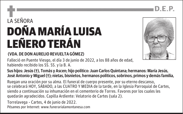 DOÑA MARÍA LUISA LEÑERO TERÁN