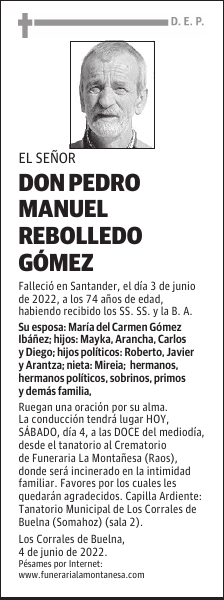 DON PEDRO MANUEL REBOLLEDO GÓMEZ