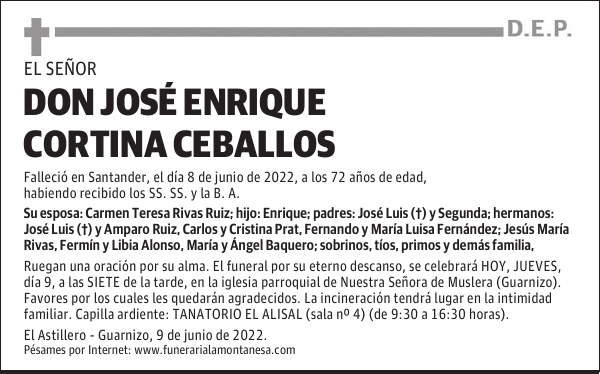 DON JOSÉ ENRIQUE CORTINA CEBALLOS