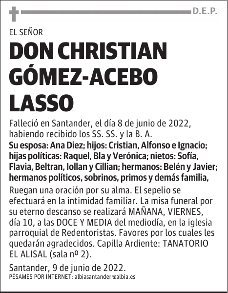 DON CHRISTIAN GÓMEZ-ACEBO LASSO