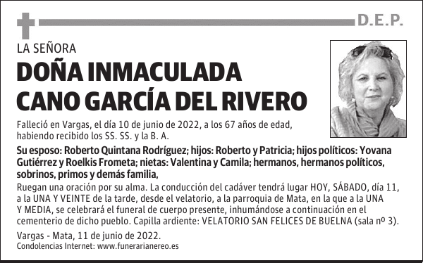 DOÑA INMACULADA CANO GARCÍA DEL RIVERO